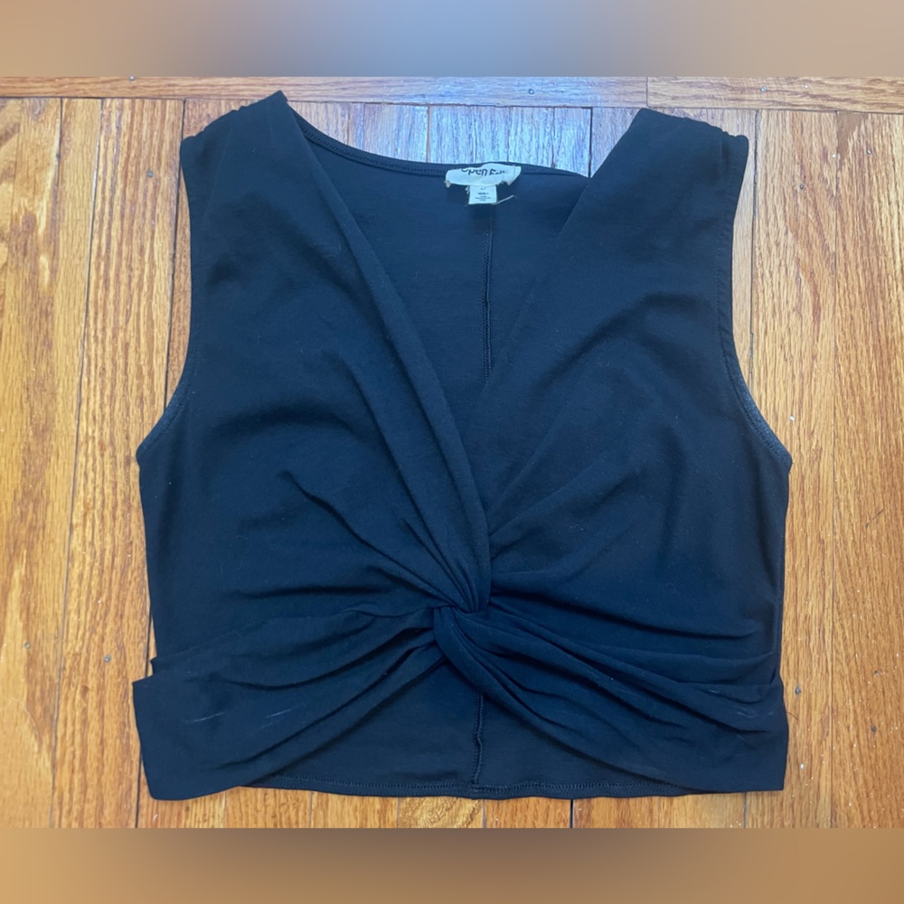Open Edit Black Sleeveless Croptop with a Knotted  Twist detail Size M